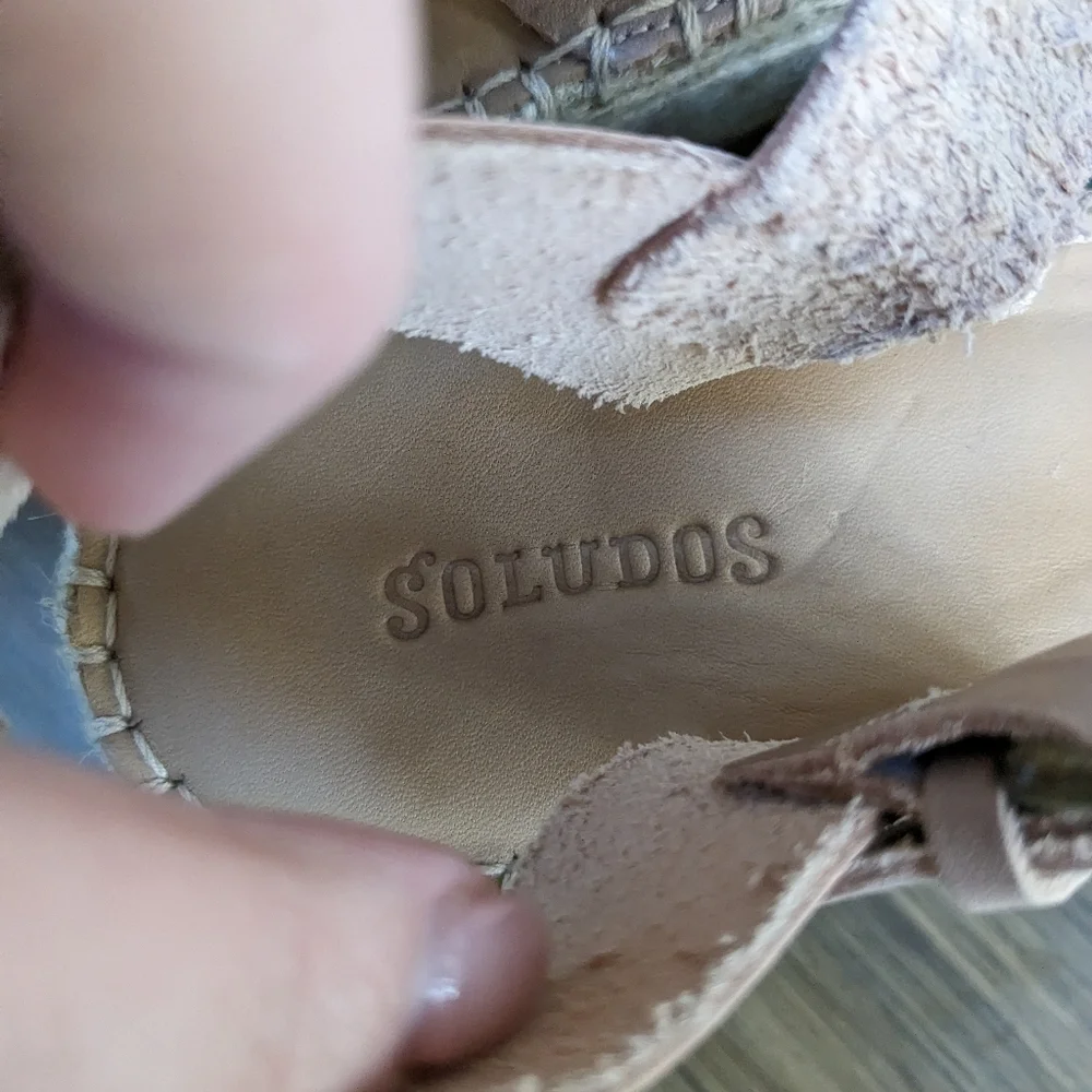 NEW Soludos Minorca Dove Grey Leather Platform Woven Espadrille Sandals Size 10